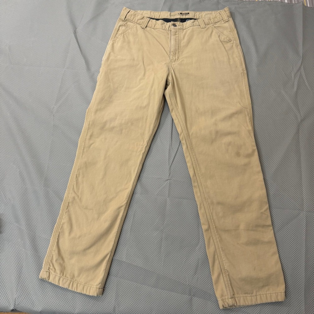 Carhartt Rugged Flex Relaxed Fit Utility Work Pant Mens 36x32 Tan Canvas Lined